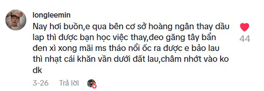 thợ học việc alobike cơ sở hoàng ngân bị phốt vì lúng túng trong việc thay dầu